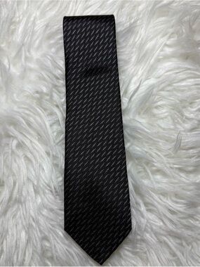 HUGO Black Diagonal Logo Pattern Men's Tie
